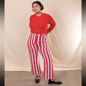 Big Bud Work Pant Red and White Striped SMALL